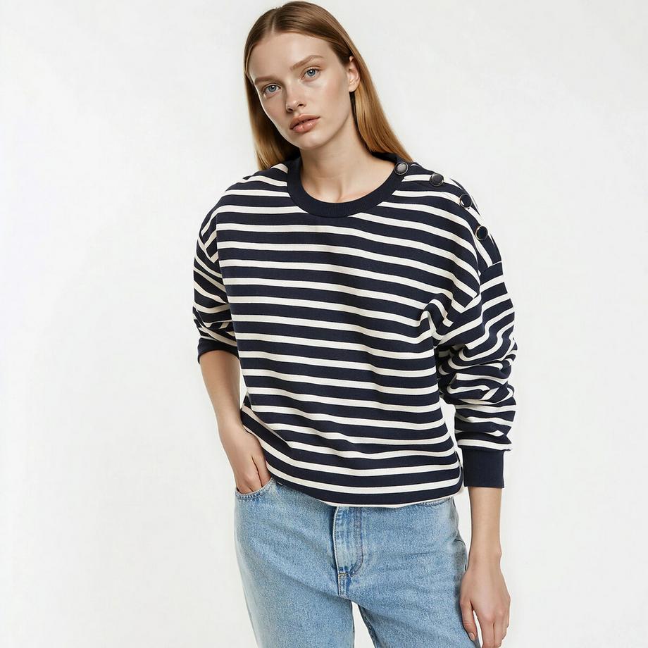 Sweat à rayures col rond