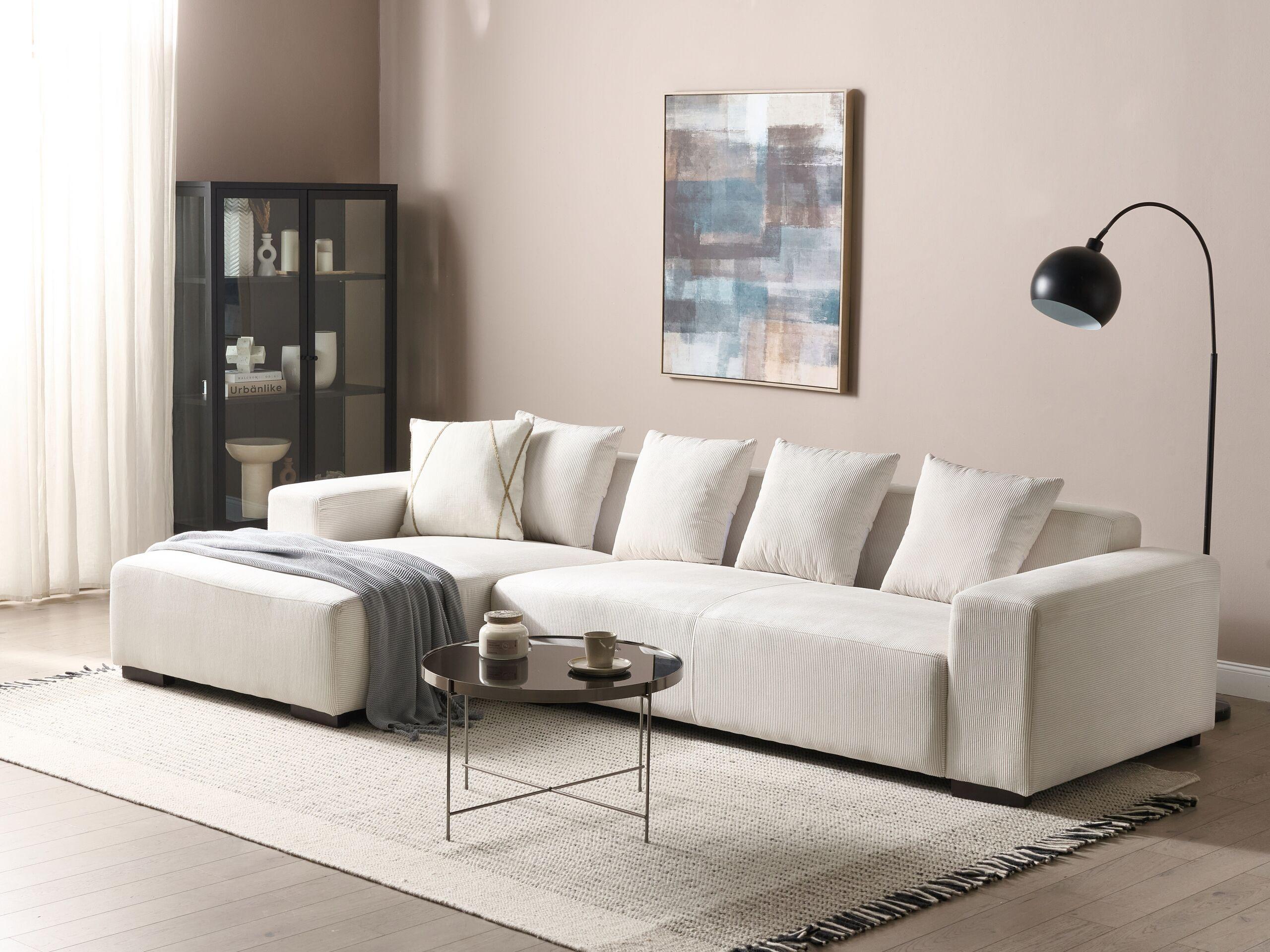 Beliani Ecksofa aus Cord Modern LUNGO  