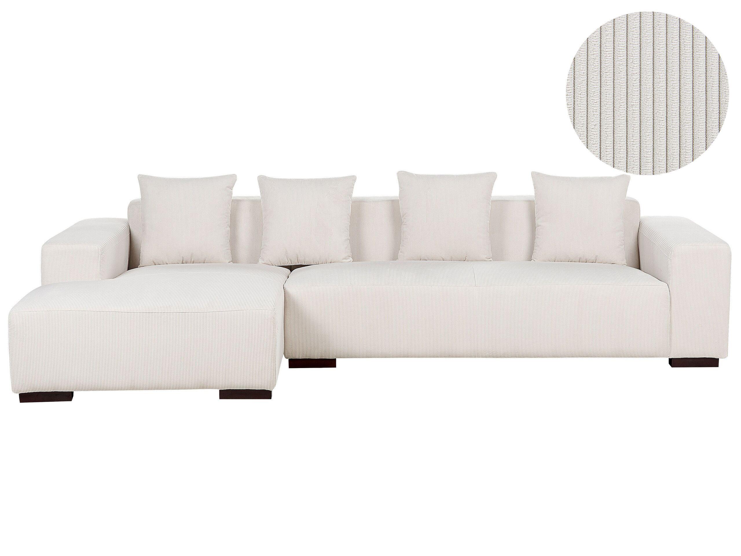 Beliani Ecksofa aus Cord Modern LUNGO  