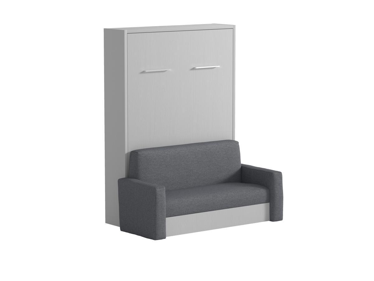 Vente-unique Ausziehbares Sofa 140 x 200 cm + Matratze - Manuelle vertikale Öffnung - Weiß & Grau - VACIALA II  