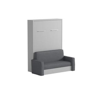 Vente-unique Ausziehbares Sofa 140 x 200 cm + Matratze - Manuelle vertikale Öffnung - Weiß & Grau - VACIALA II  