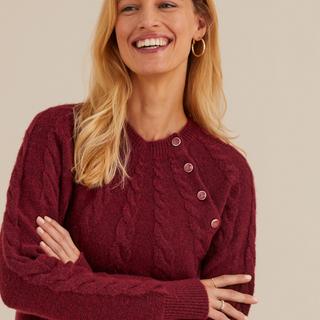 La Redoute Collections  Grobstrickpullover mit rundem Ausschnitt 