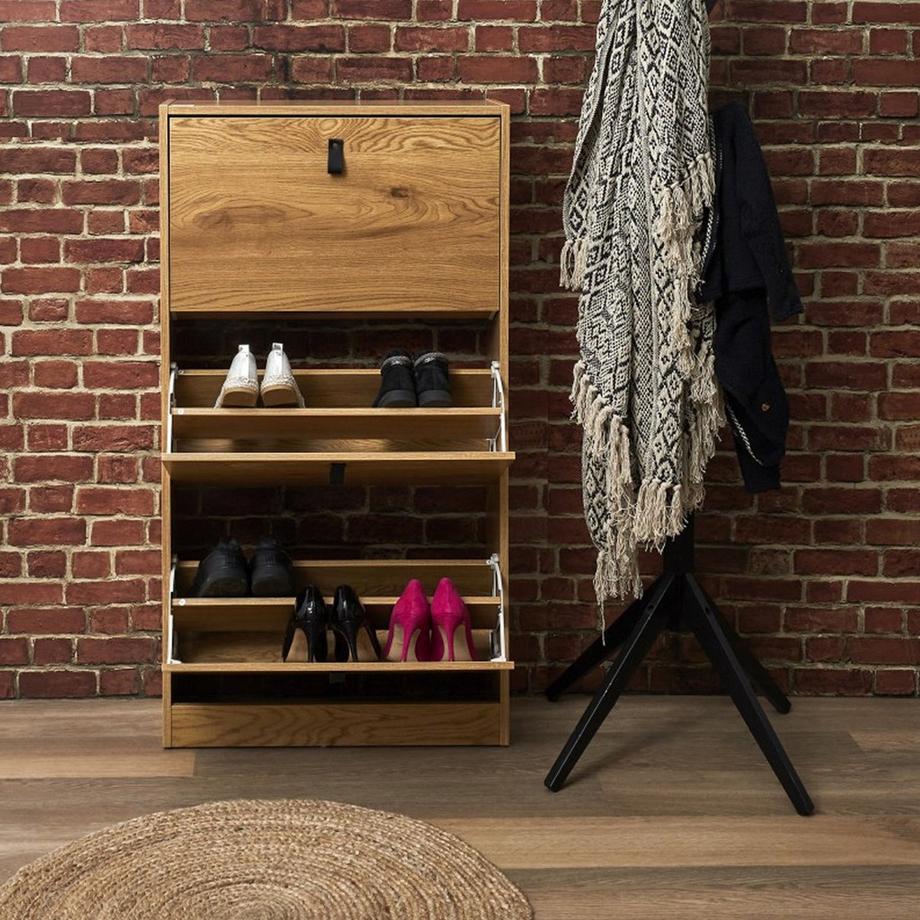 Calicosy Meuble à Chaussures avec 3 Tiroirs Abattants - L63cm  