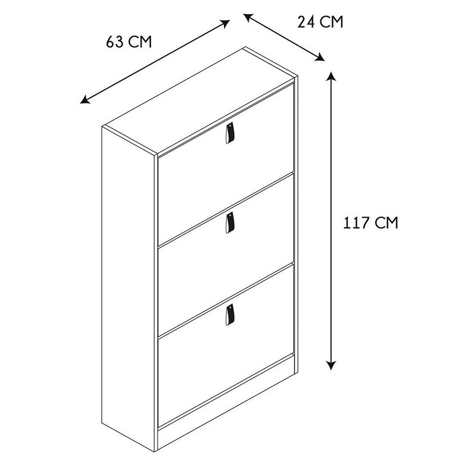 Calicosy Meuble à Chaussures avec 3 Tiroirs Abattants - L63cm  