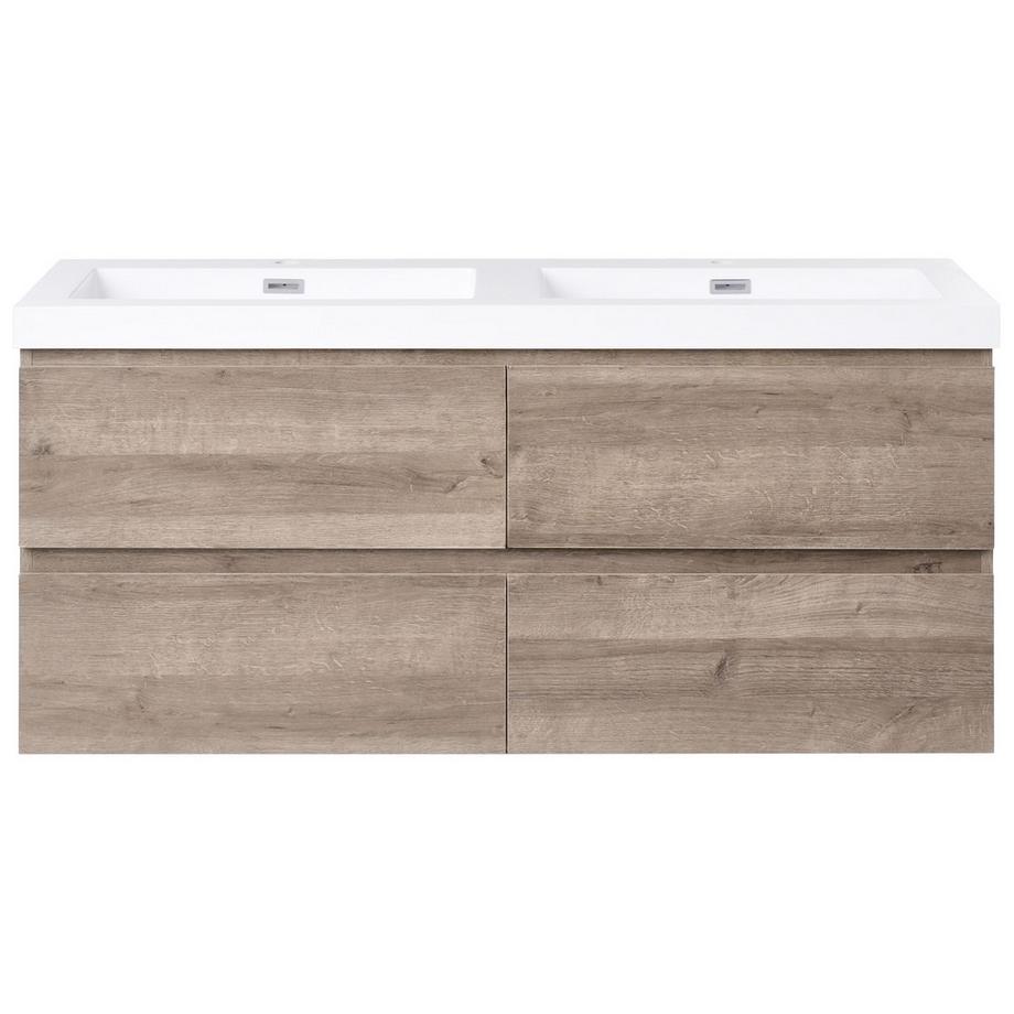 Beliani Wandmontierter Waschtischunterschrank mit Doppelwaschbecken aus MDF-Platte Modern VIEDMA  