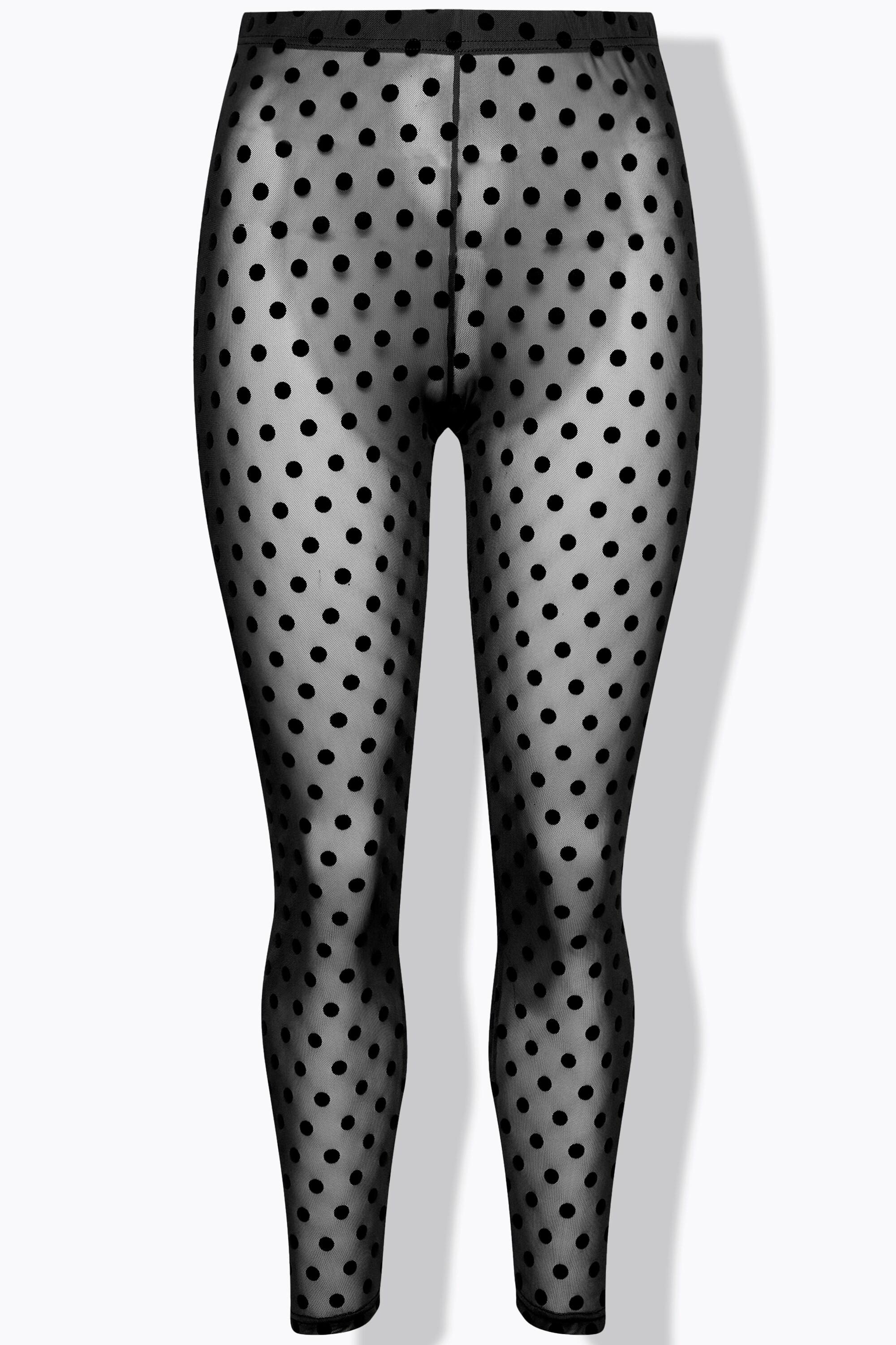 Ulla Popken  Leggings di mesh con floccatura a pois 