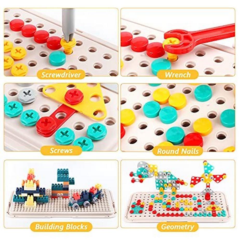 Activity-board  246 Stück Steckspiel Mosaik-Bauklötze Spielzeug-Bauklötze Bauklötze für Kinder 