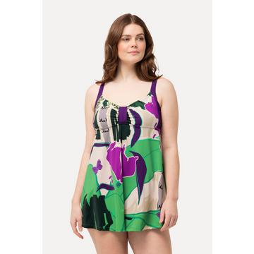 Robe de bain dans un imprimé palmiers, bonnets souples et doublure powermesh