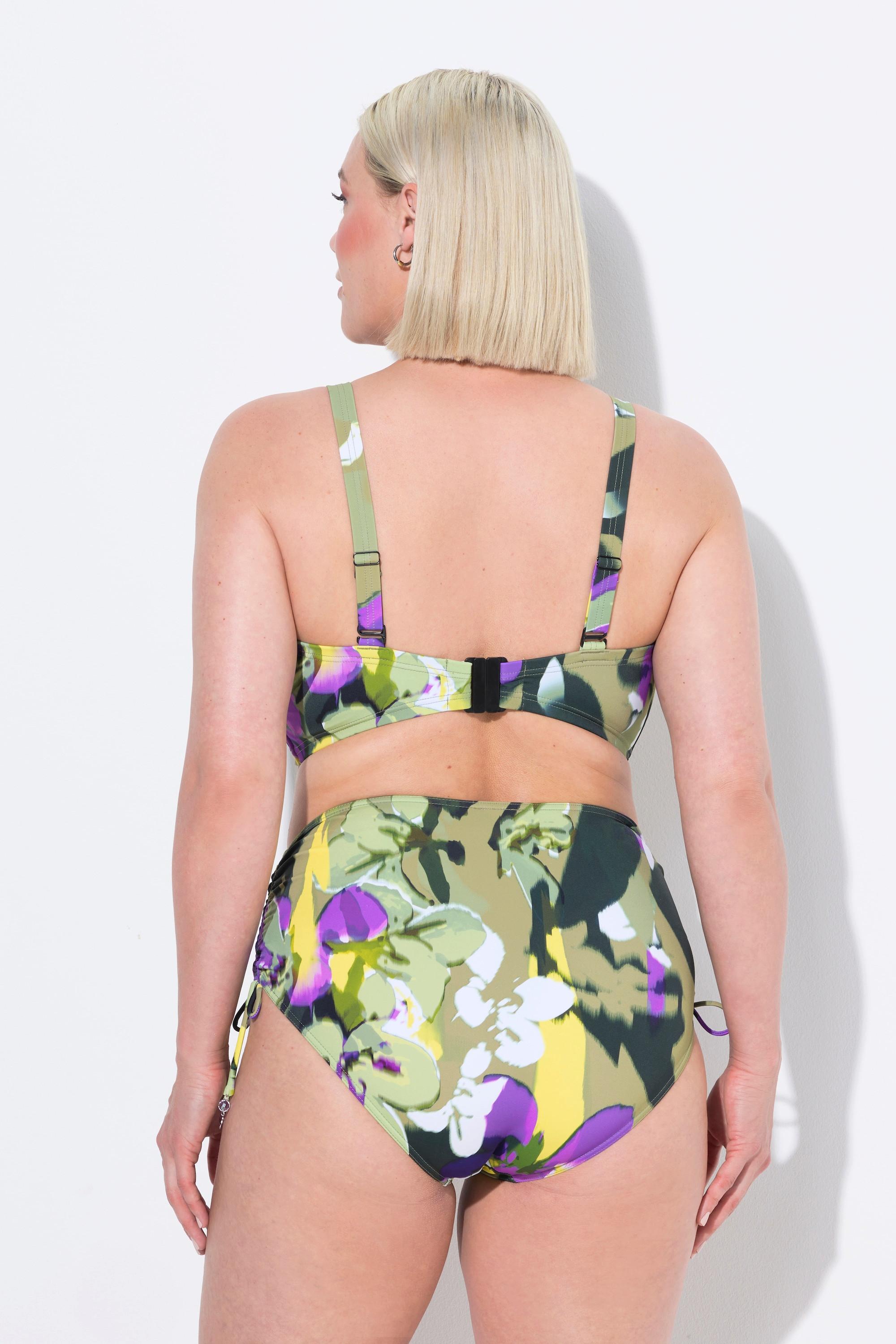 Ulla Popken Bikini Fiori Spalline regolabili Arricciatura Vita alta  