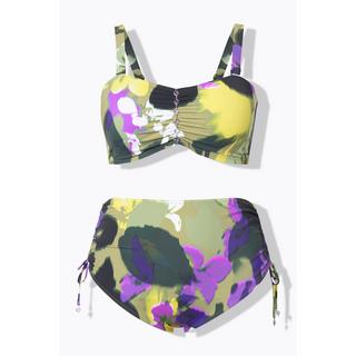 Ulla Popken Bikini Fiori Spalline regolabili Arricciatura Vita alta  