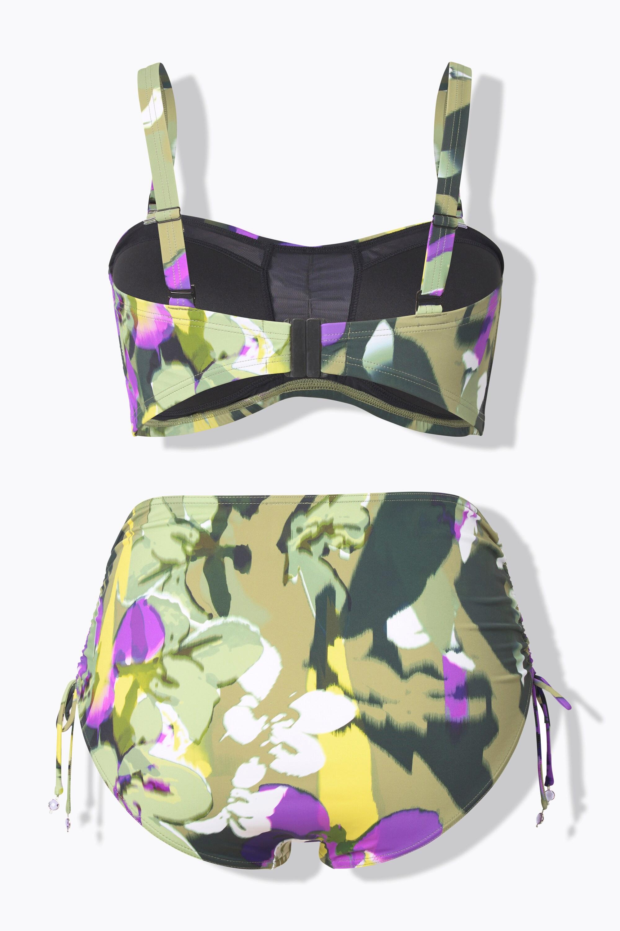 Ulla Popken Bikini Fiori Spalline regolabili Arricciatura Vita alta  