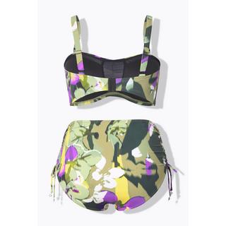 Ulla Popken Bikini Fiori Spalline regolabili Arricciatura Vita alta  