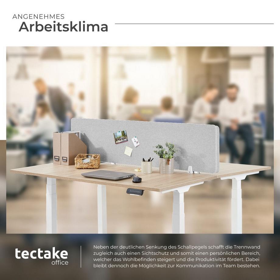 Tectake  Schreibtisch Trennwand Noisy in 2 Größen mit schallabsorbierendem PET-Kern 