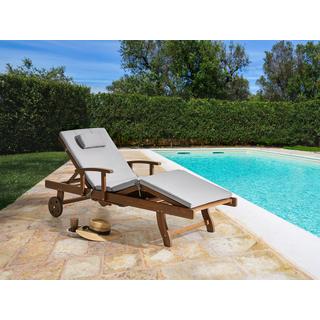 Beliani Lettino Prendisole con Cuscino en Legno d'acacia Classico AMANTEA PREMIUM  