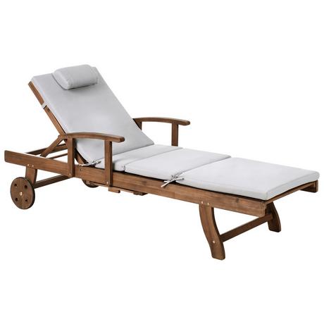 Beliani Lettino Prendisole con Cuscino en Legno d'acacia Classico AMANTEA PREMIUM  