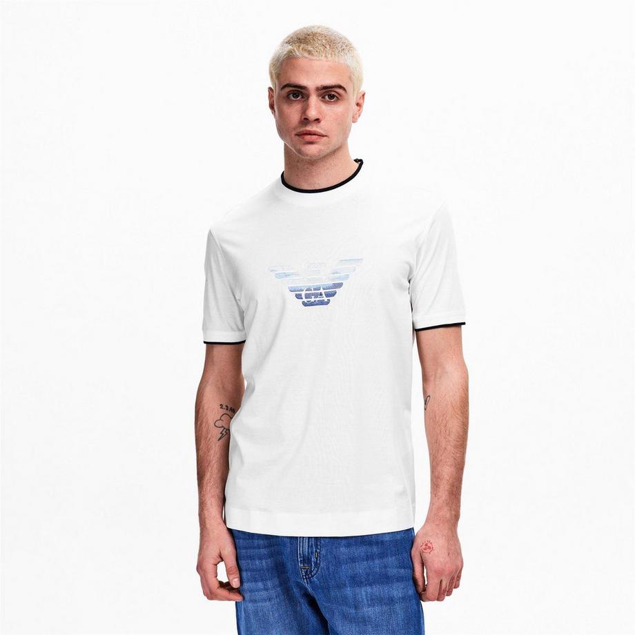 EMPORIO ARMANI T-Shirt Regular avec Logo et Rayures  