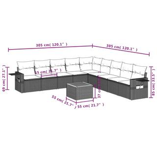 VidaXL Ensemble de canapés de jardin rotin synthétique  