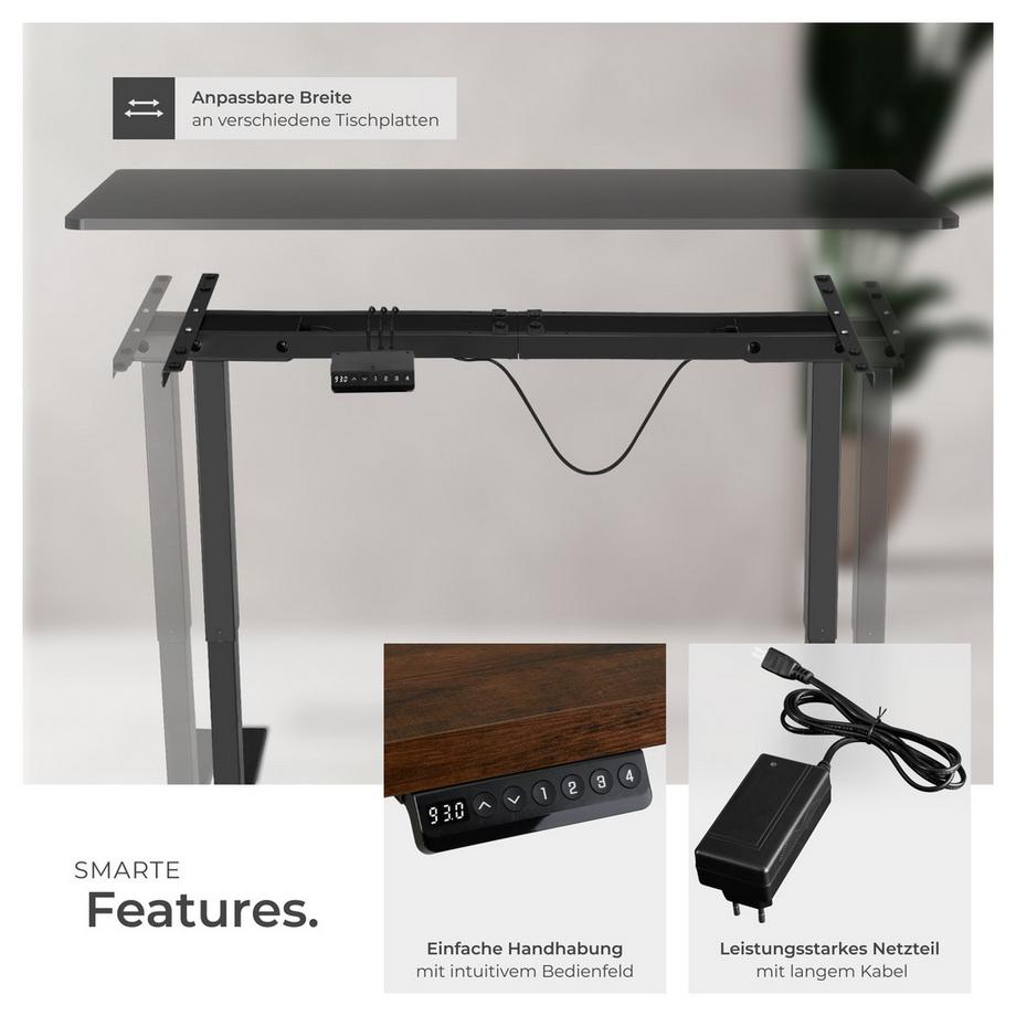 Tectake Tischgestell Melville elektrisch höhenverstellbar 2-stufig, Belastbarkeit 100 kg  
