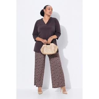 Ulla Popken Pantalon en jersey imprimé jambe large taille élastique  