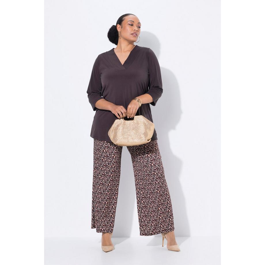 Ulla Popken Jerseyhose bedruckt weites Bein Elastikbund  