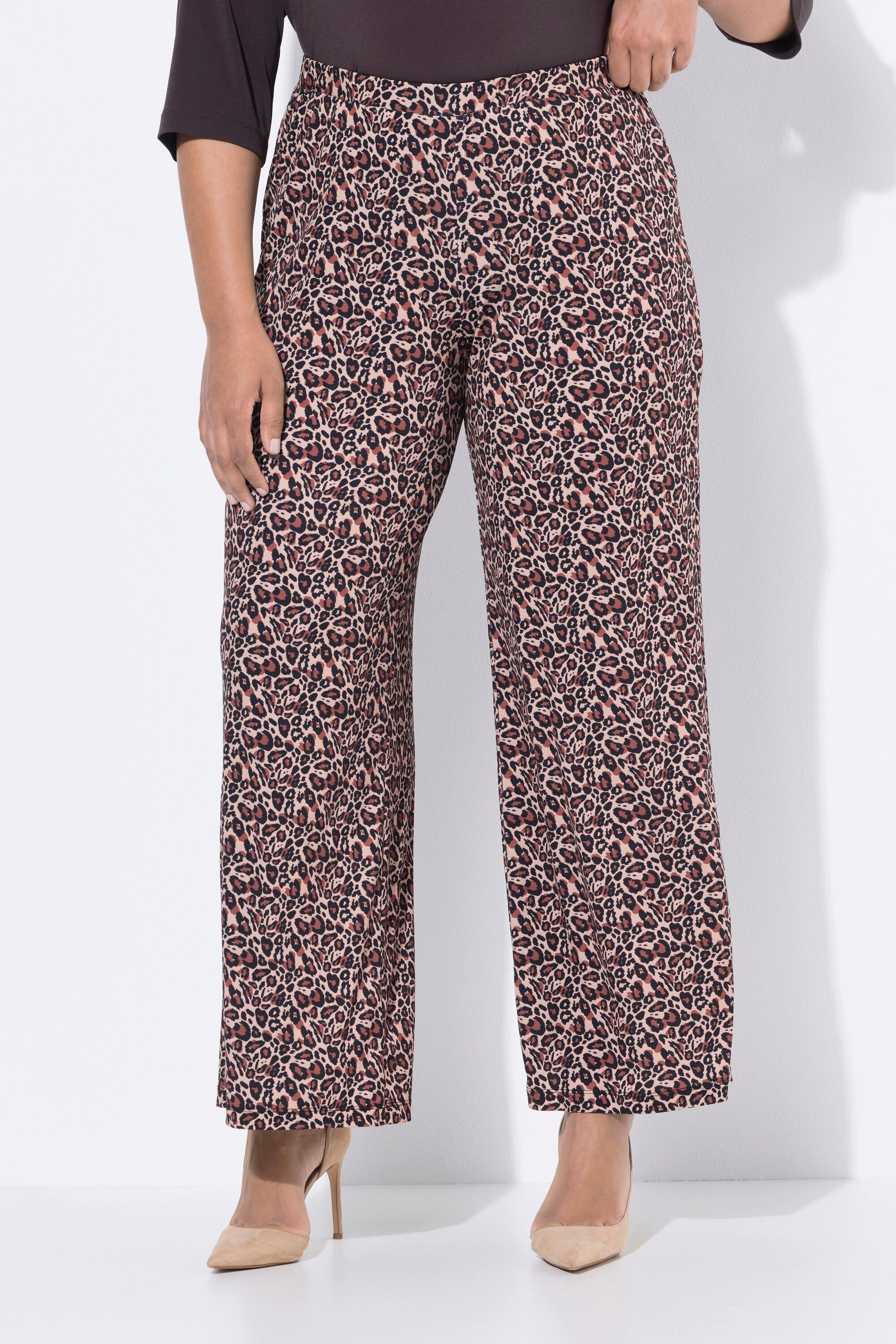 Ulla Popken Pantalon en jersey imprimé jambe large taille élastique  