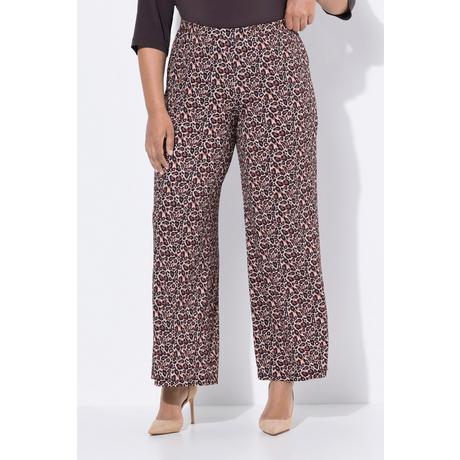Ulla Popken Pantalon en jersey imprimé jambe large taille élastique  