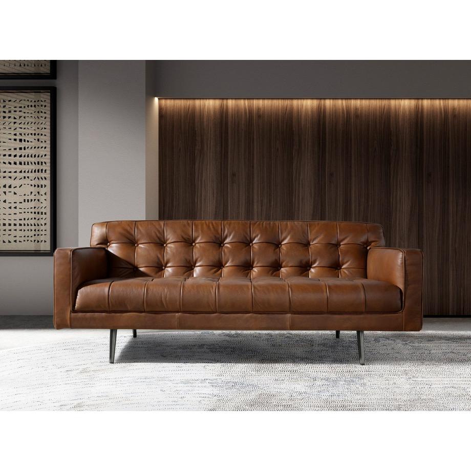 ANGEL CERDA Canapé 2 places Chester en cuir marron foncé  