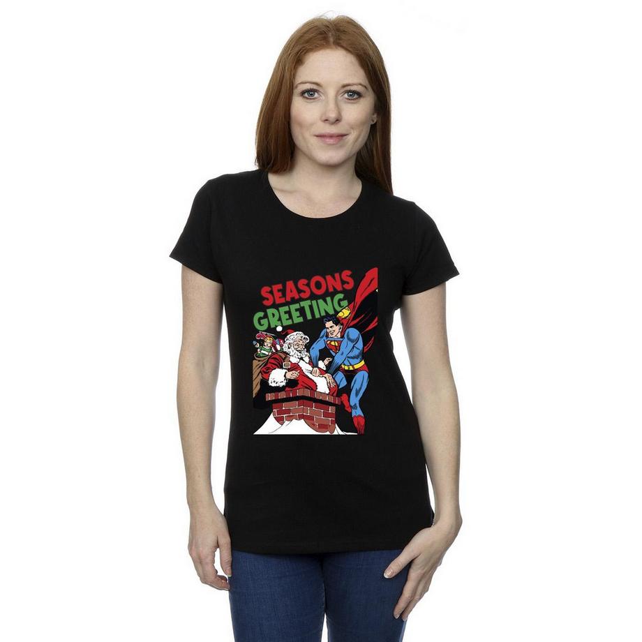 DC COMICS Seasons Greeting Superman Weihnachtsmann T-Shirt  