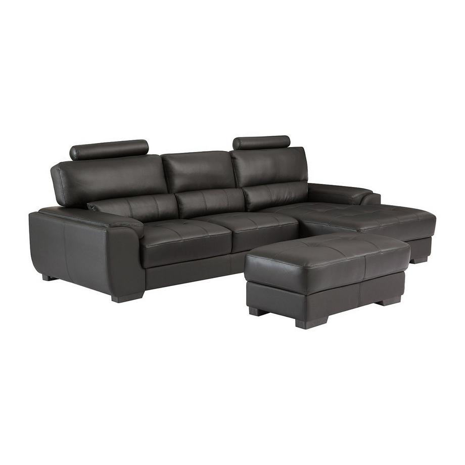 Vente-unique Divano angolare e pouf in pelle Nero Angolo a destra METROPOLITAN II  