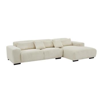 Ecksofa - Ecke rechts - Cord - Beige - OVENTINO