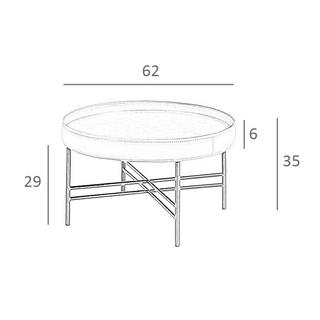 ANGEL CERDA Tavolino rotondo in similpelle, noce e acciaio nero  