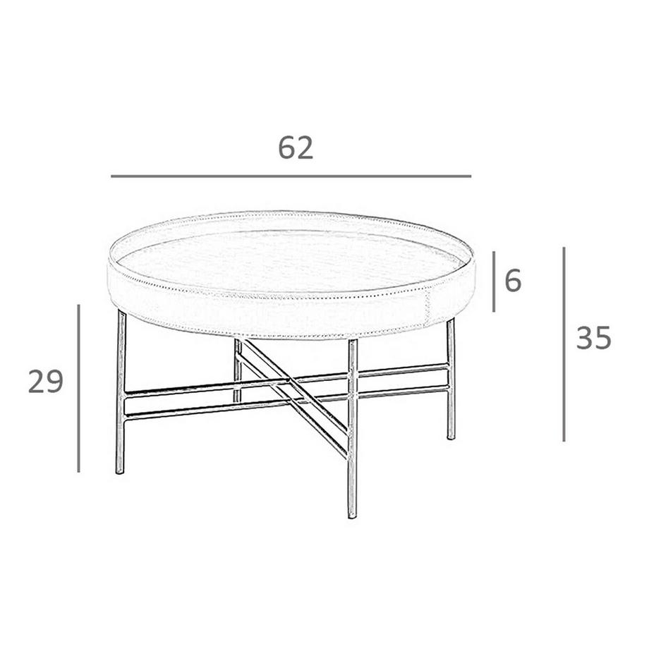 ANGEL CERDA Runder Couchtisch aus Kunstleder, Nussbaum undem Stahl  