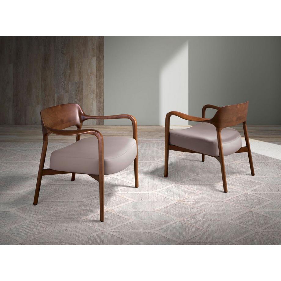 ANGEL CERDA Fauteuil en similicuir noyer et vison  