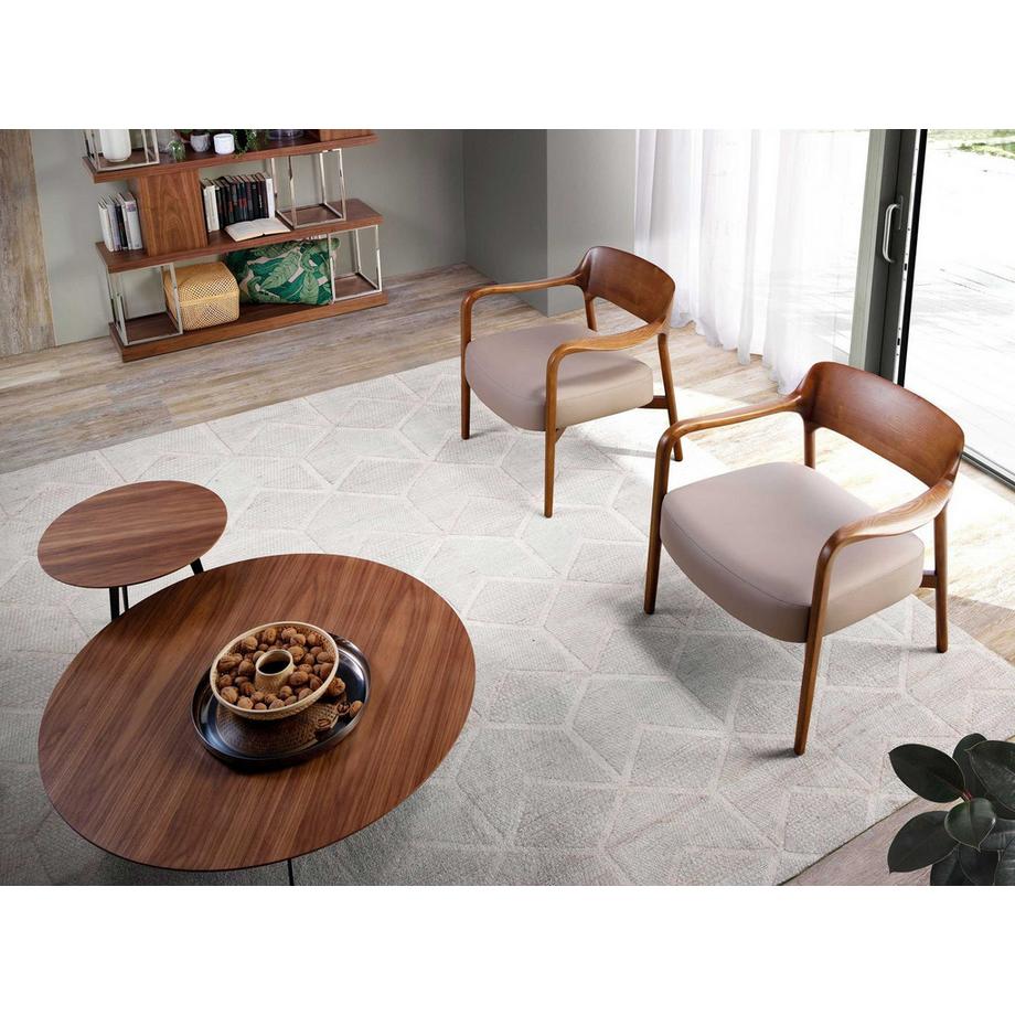 ANGEL CERDA Fauteuil en similicuir noyer et vison  