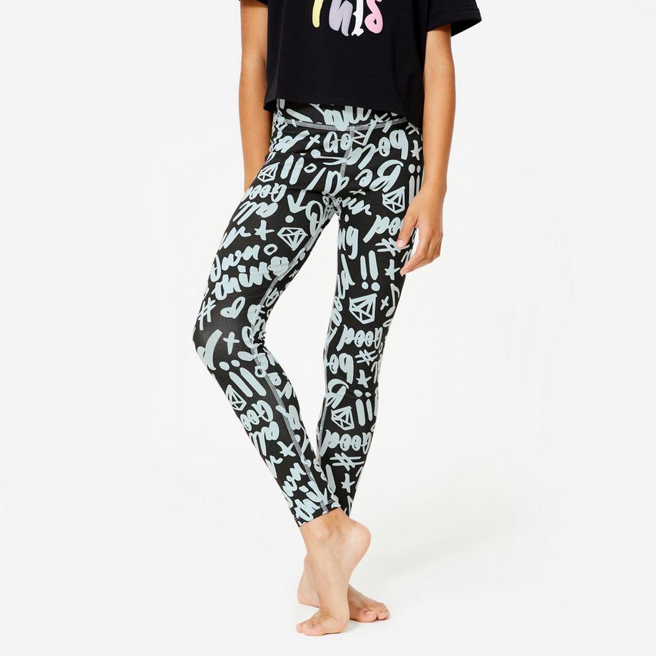 DOMYOS  Leggings Maedchen Modern Dance hoher Bund Baumwolle 