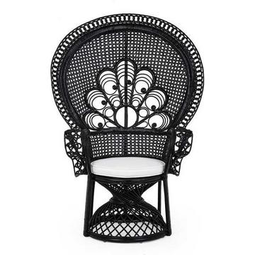 Fauteuil de jardin avec coussin Peacock noir