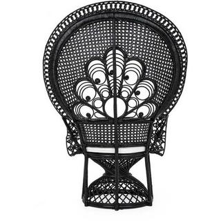 mutoni Fauteuil de jardin avec coussin Peacock noir  