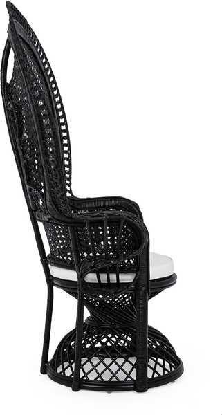 mutoni Fauteuil de jardin avec coussin Peacock noir  