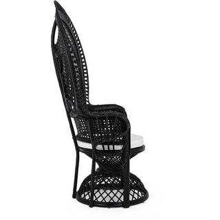 mutoni Fauteuil de jardin avec coussin Peacock noir  