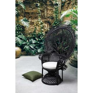 mutoni Fauteuil de jardin avec coussin Peacock noir  