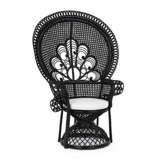 mutoni Fauteuil de jardin avec coussin Peacock noir  