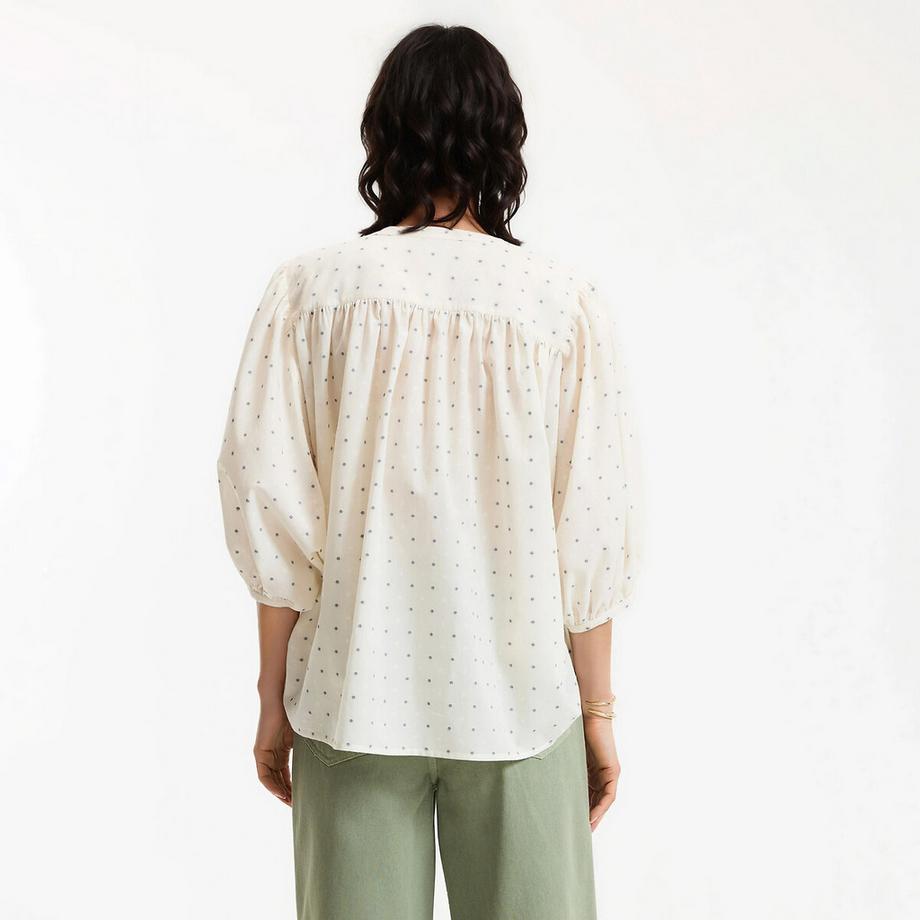 La Redoute Collections Camicetta Oversize Cotone Ricamato Collo alla Coreana  