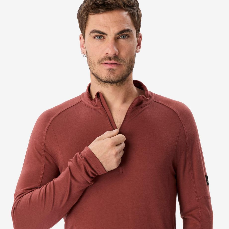 FORCLAZ  -Langarmshirt mit Reissverschlusskragen Merinowolle, Merino Resist 