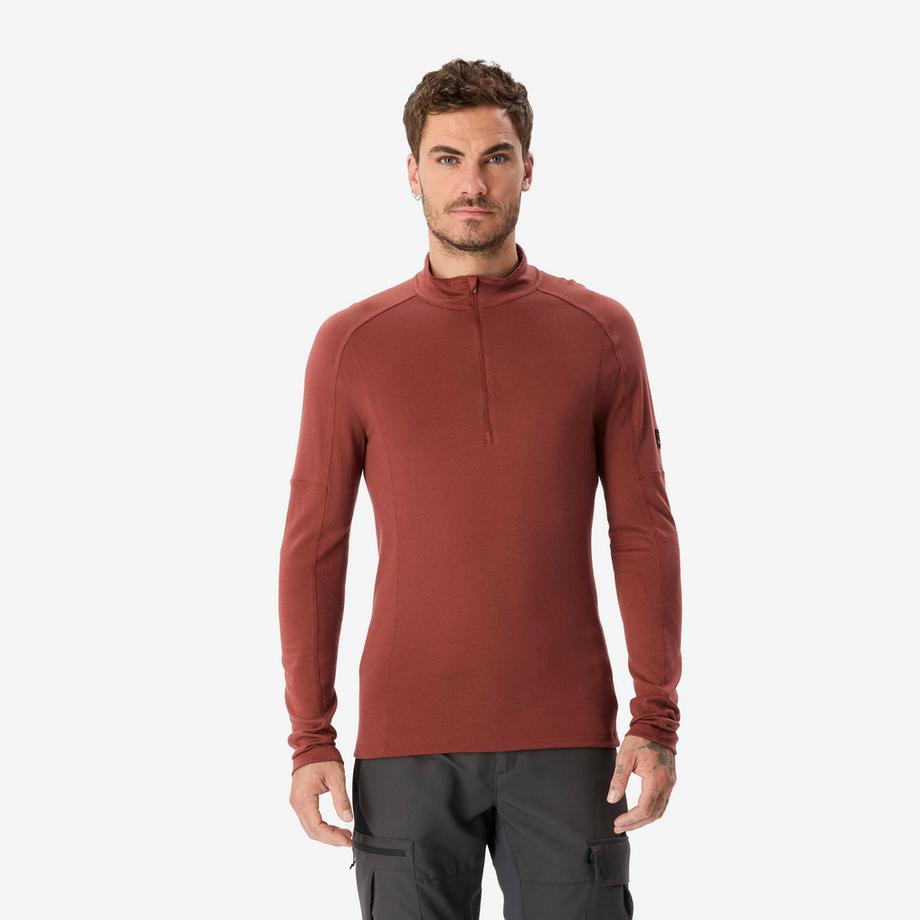 -Langarmshirt mit Reissverschlusskragen Merinowolle, Merino Resist