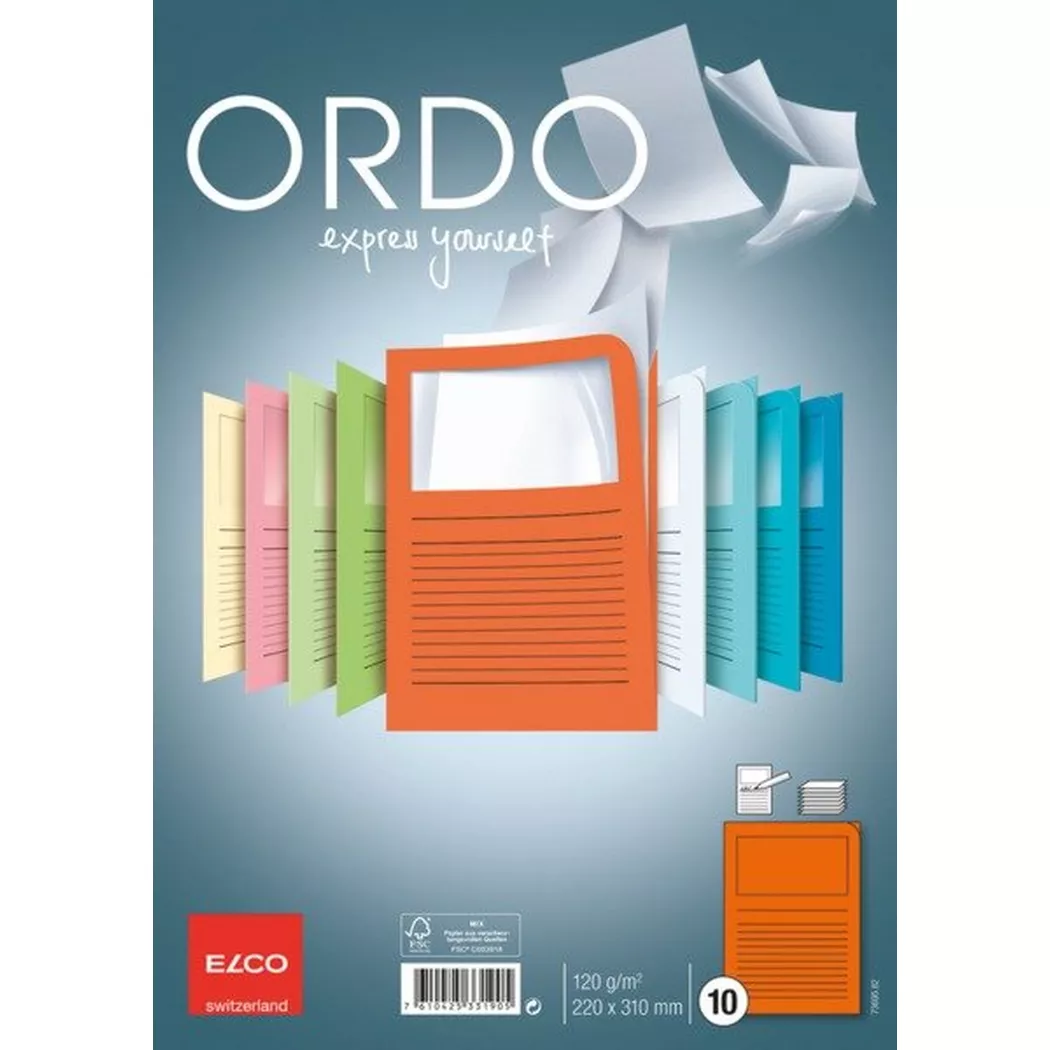 elco – Organisationsmappen Ordo A4 73695.82 orange, Fenster 10 Stück, One Size
