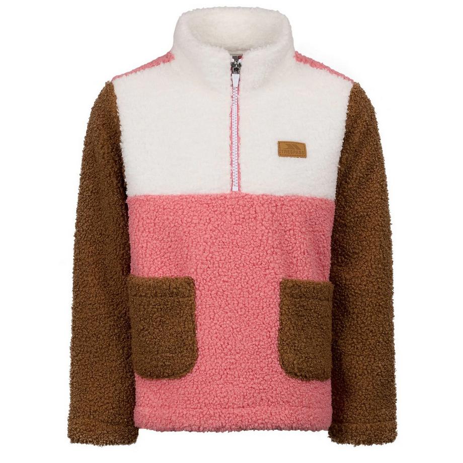 Haut Polaire Col Montant Zippé Motiftyle Blocs De Couleurs Mitta