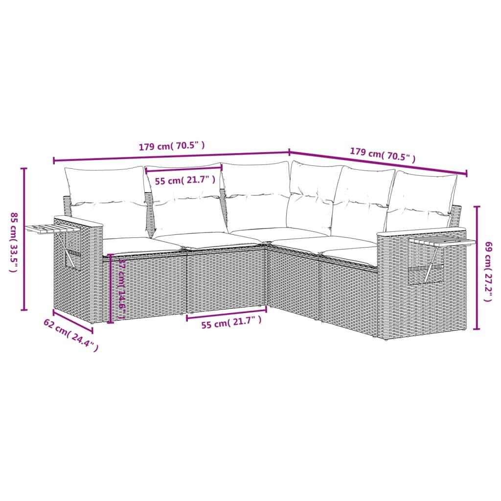 VidaXL Ensemble de canapés de jardin rotin synthétique  