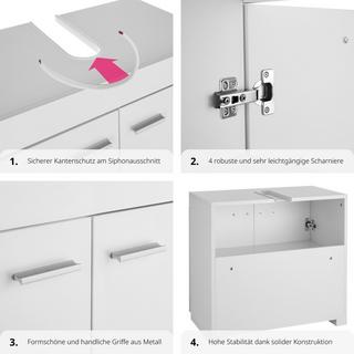 Tectake Meuble sous-lavabo Idris, 2 compartiments, capacité de charge env. 35 kg  