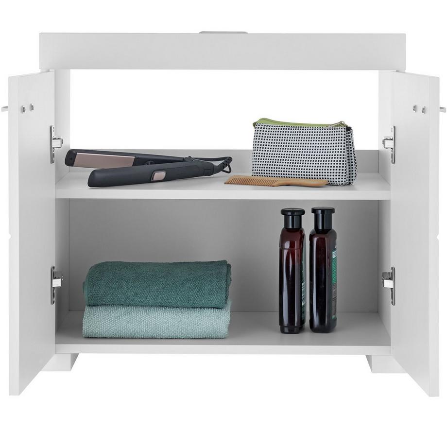 Tectake Waschbeckenunterschrank Idris 2 geräumige Fächer Spanplatte und MDF-Platte  