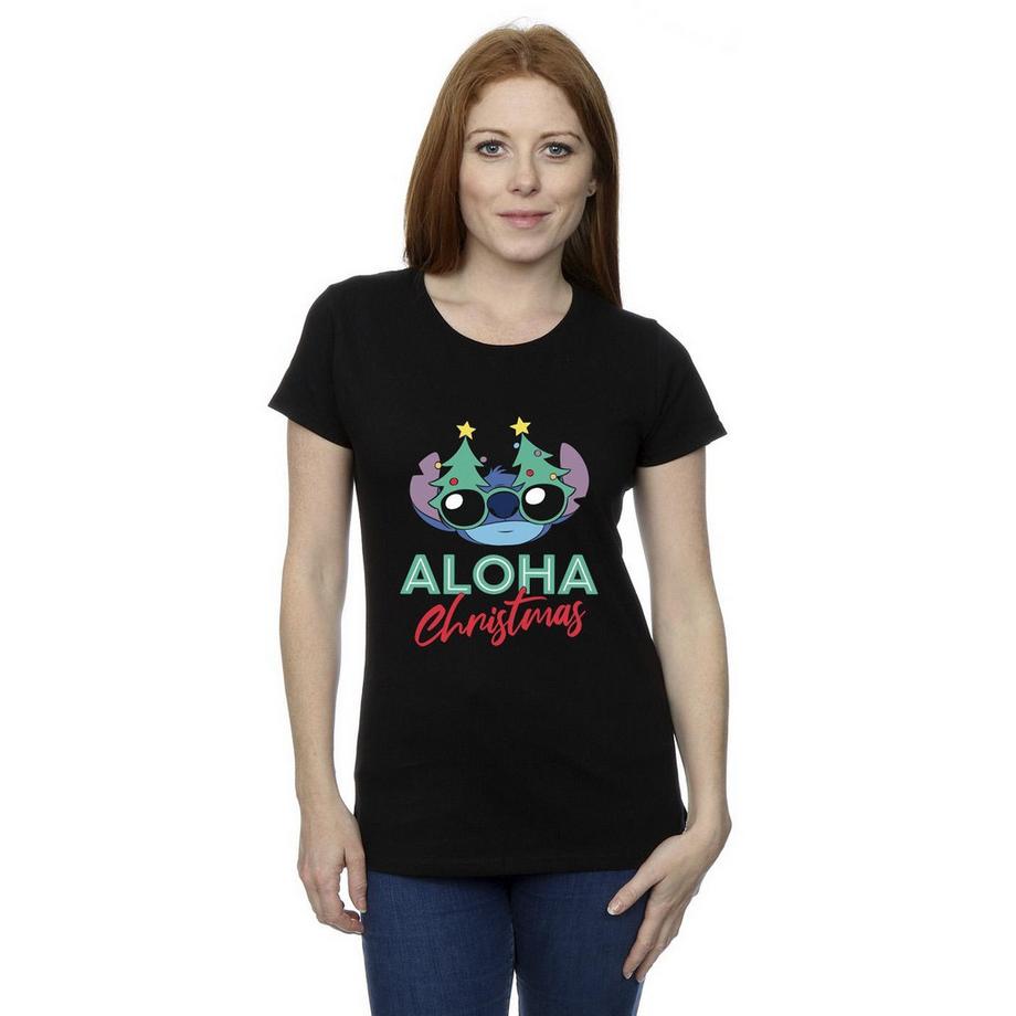 Disney Aloha Christmas Stitch T-Shirt Imprimé Graphique  